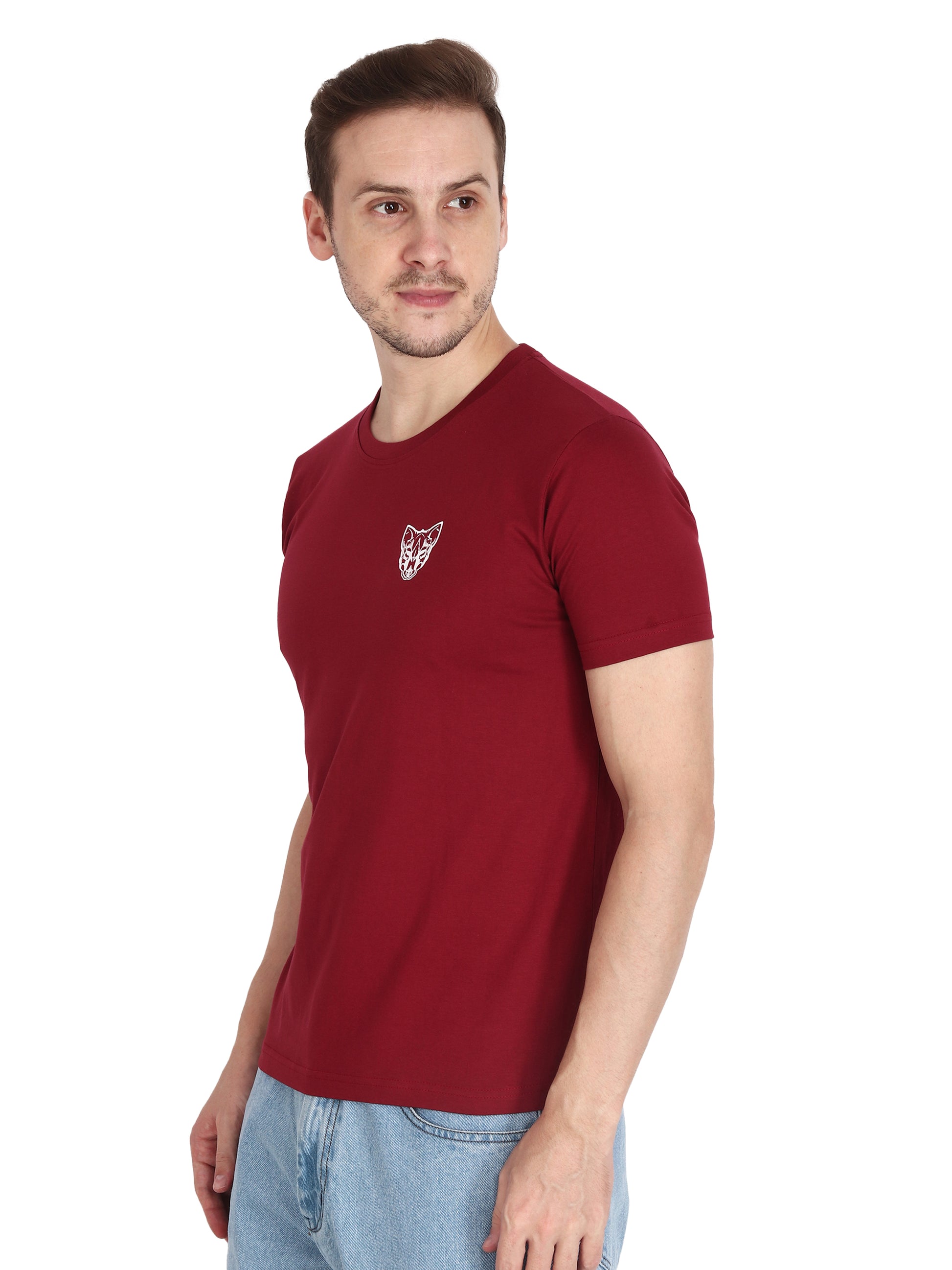 Foxie Classic Round Neck Printed T-Shirt -Maroon - Foxie