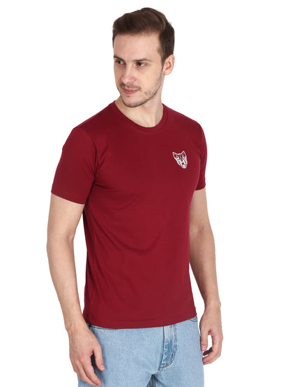 Foxie Classic Round Neck Printed T-Shirt -Maroon - Foxie