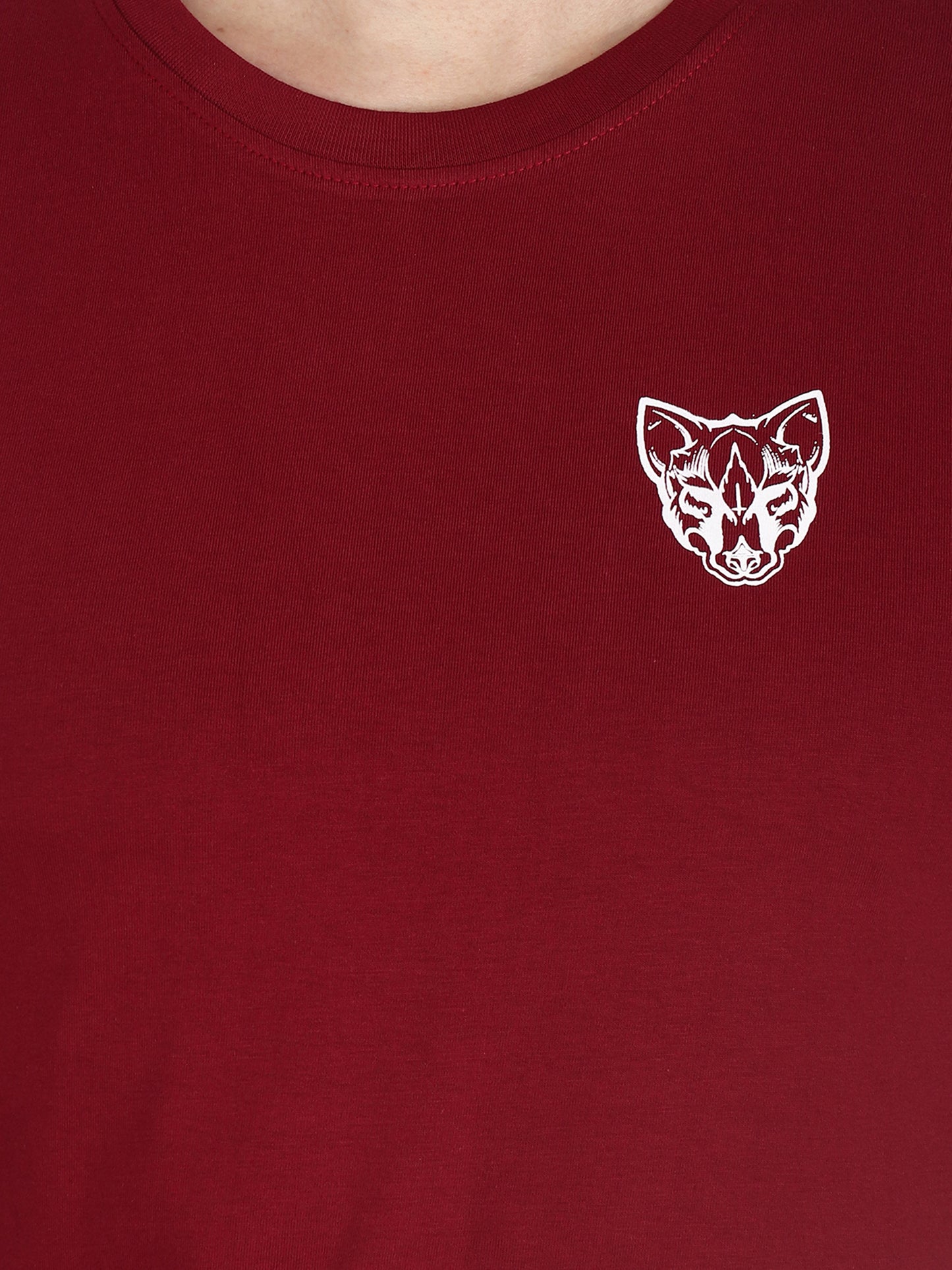 Foxie Classic Round Neck Printed T-Shirt -Maroon - Foxie