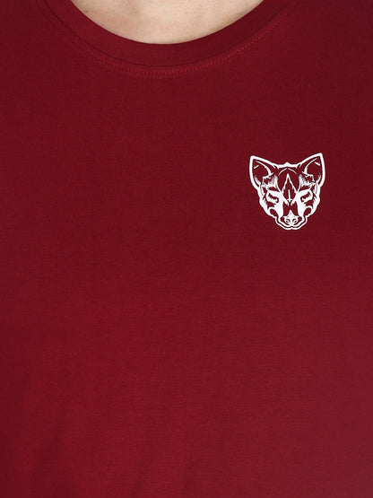 Foxie Classic Round Neck Printed T-Shirt -Maroon - Foxie
