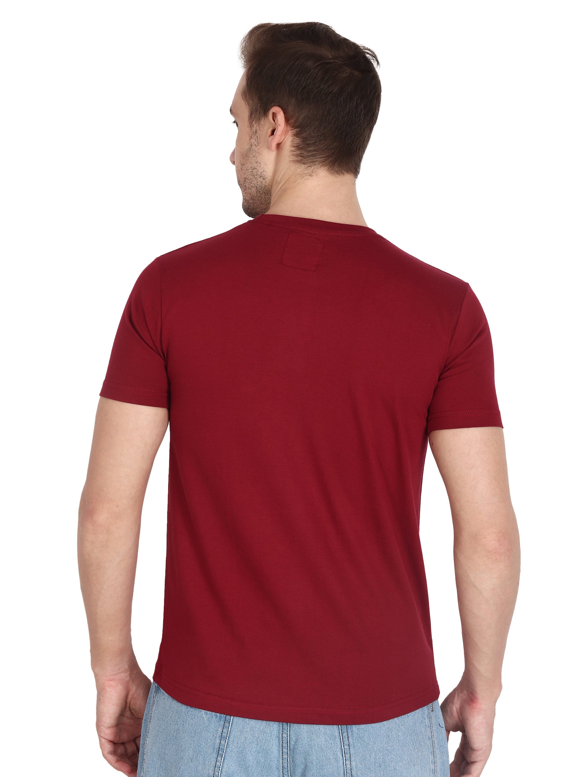 Foxie Classic Round Neck Printed T-Shirt -Maroon - Foxie