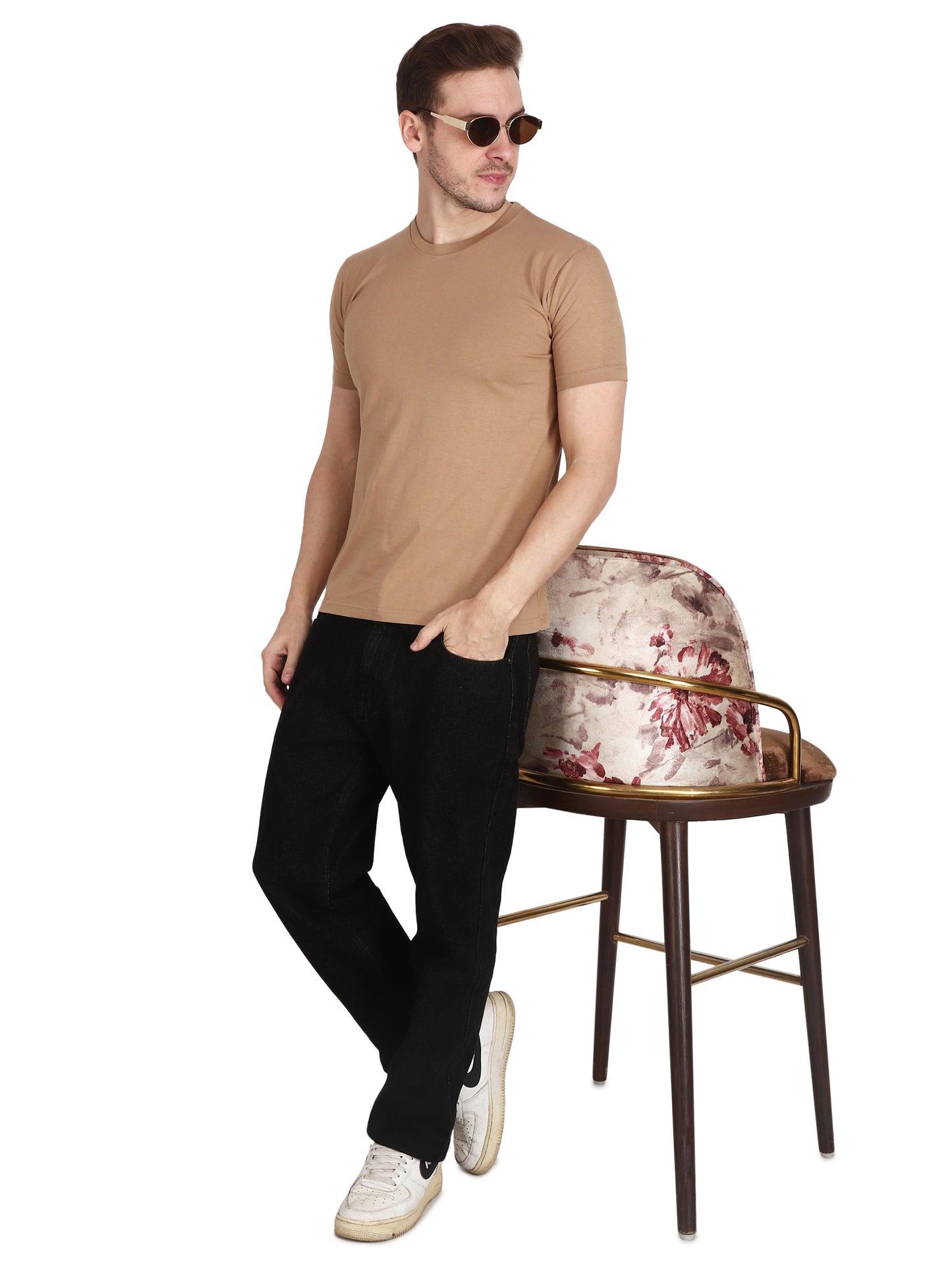 Foxie Classic Round Neck T-Shirt -Beige - Foxie