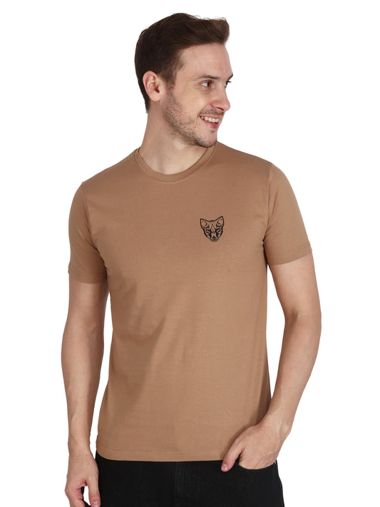 Foxie Classic Round Neck Printed T-Shirt -Beige - Foxie
