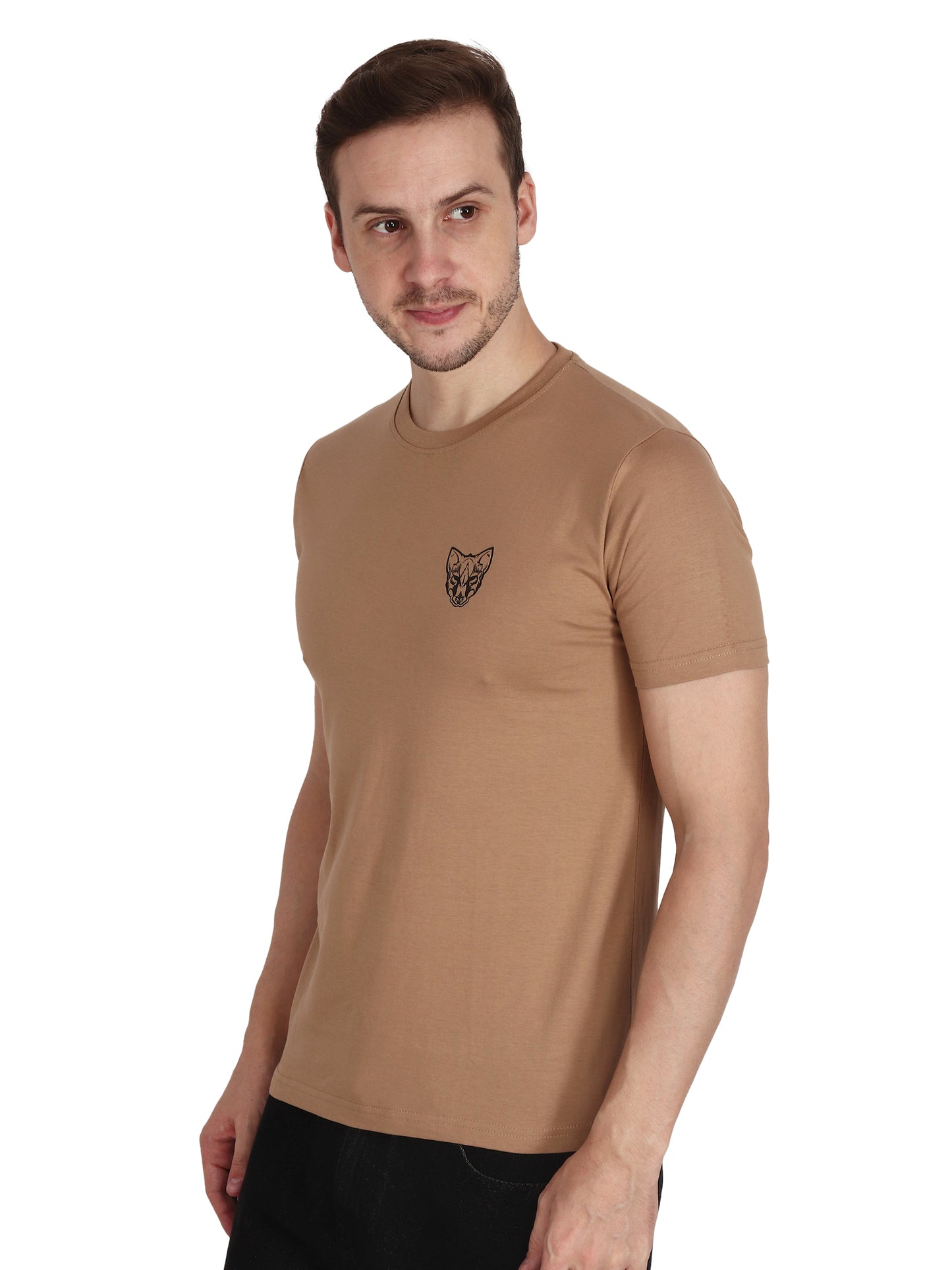 Foxie Classic Round Neck Printed T-Shirt -Beige - Foxie