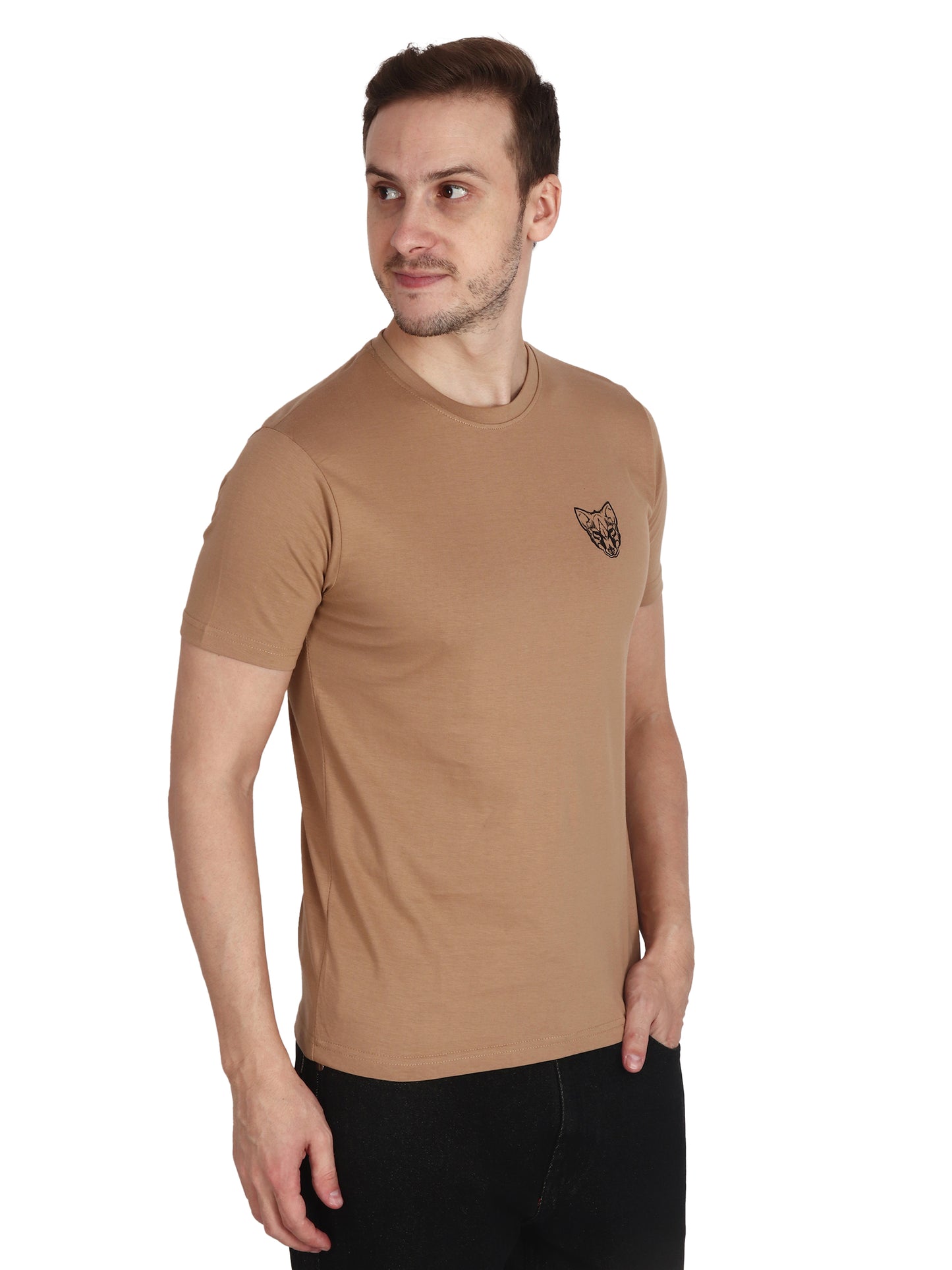 Foxie Classic Round Neck Printed T-Shirt -Beige - Foxie