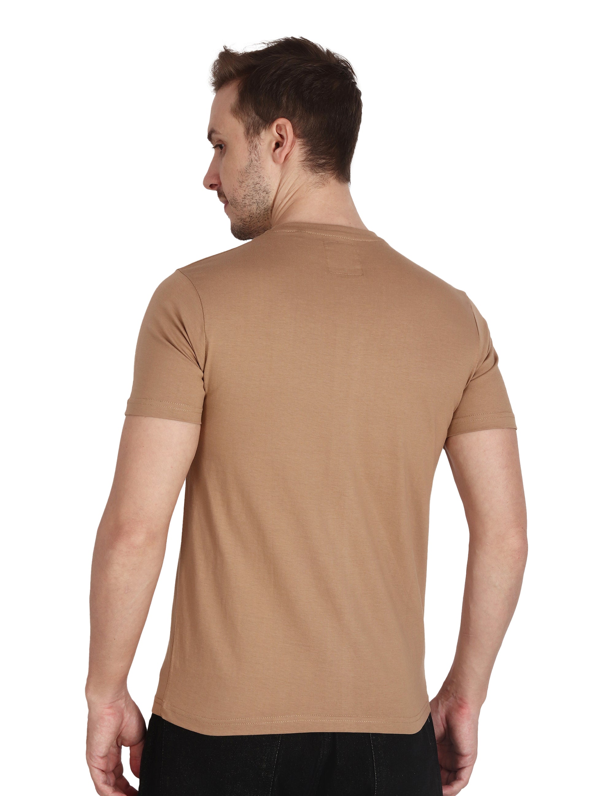 Foxie Classic Round Neck Printed T-Shirt -Beige - Foxie