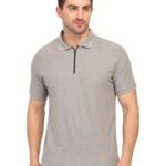 Foxie Zipper Polo- Grey