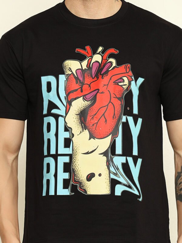 foxie red heart oversize printed t shirt