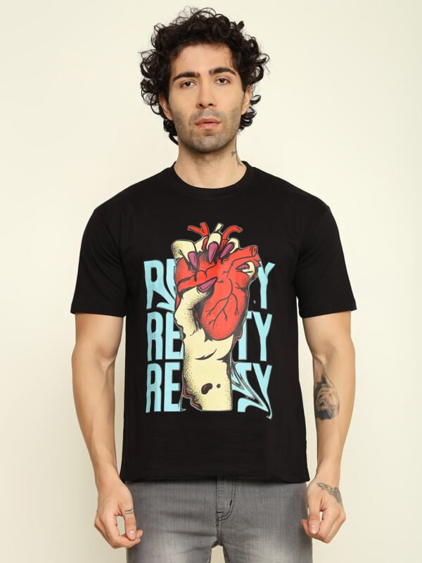 foxie red heart oversize printed t shirt