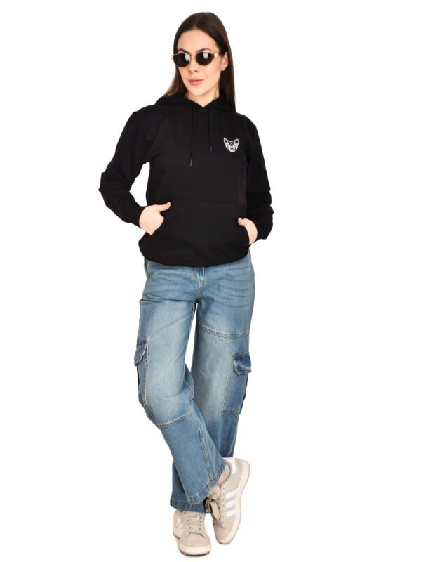 Foxie Women's Solid Printed Cotton Hoodie